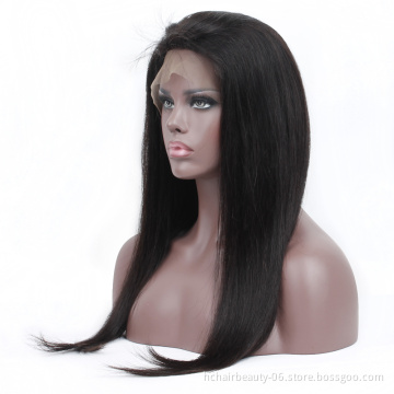 HC Factory Wholesale Unprocessed Raw Indian Human Lace Wig Virgin Straight Human Hair Full Lace Wigs